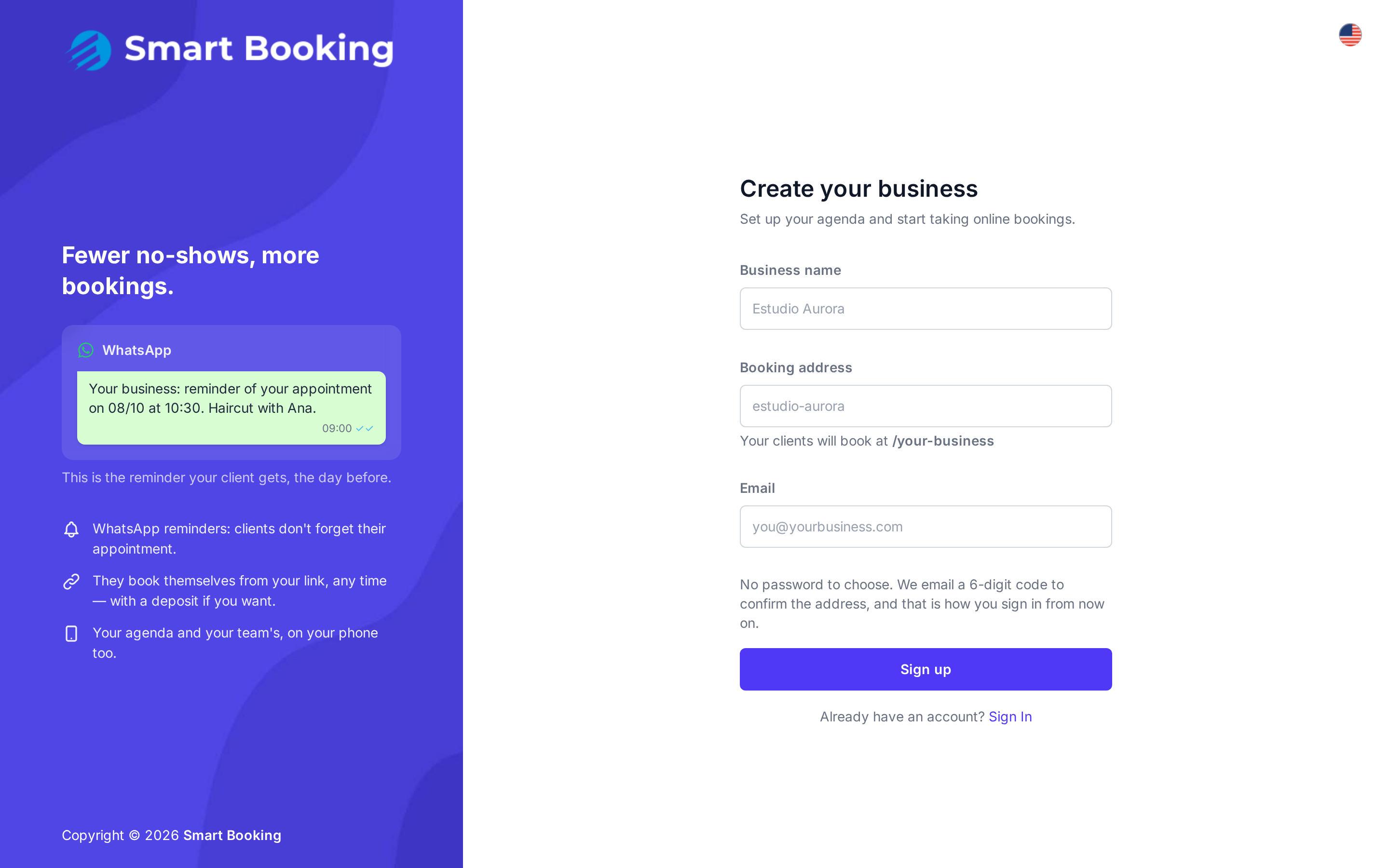 Sign-up screen