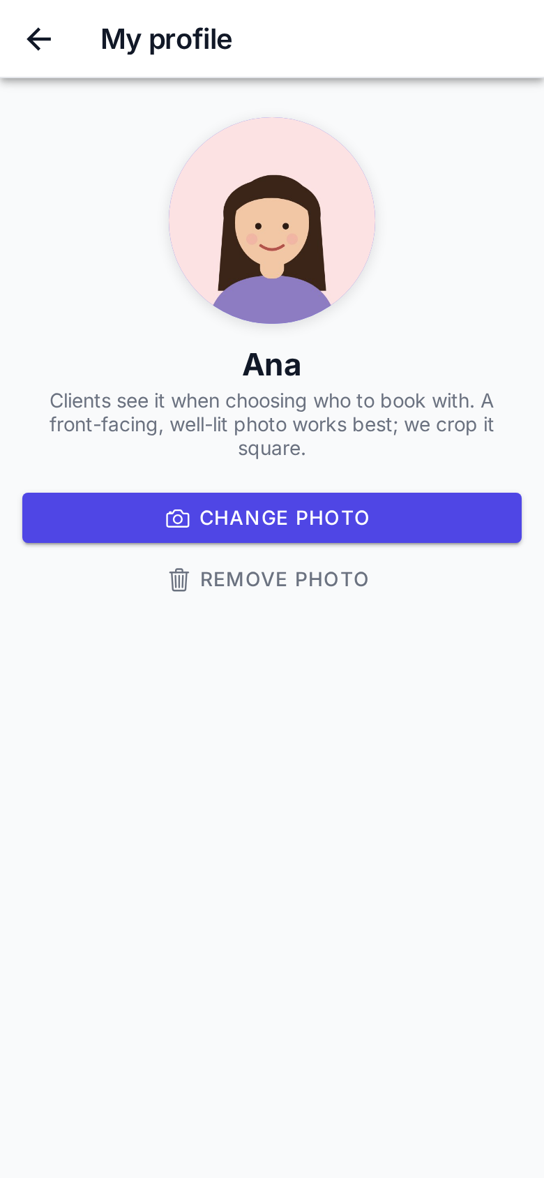 My profile in the staff app