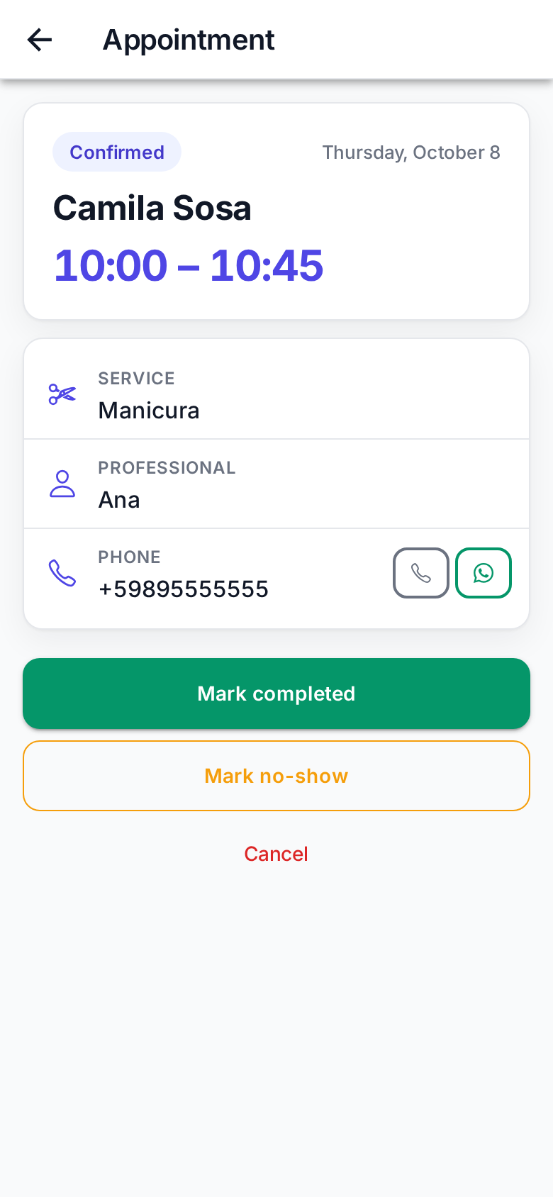 Appointment details