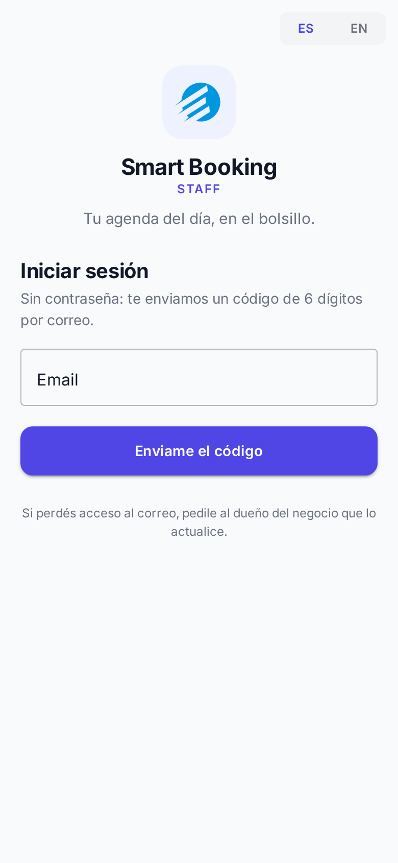 Ingreso a la app del personal