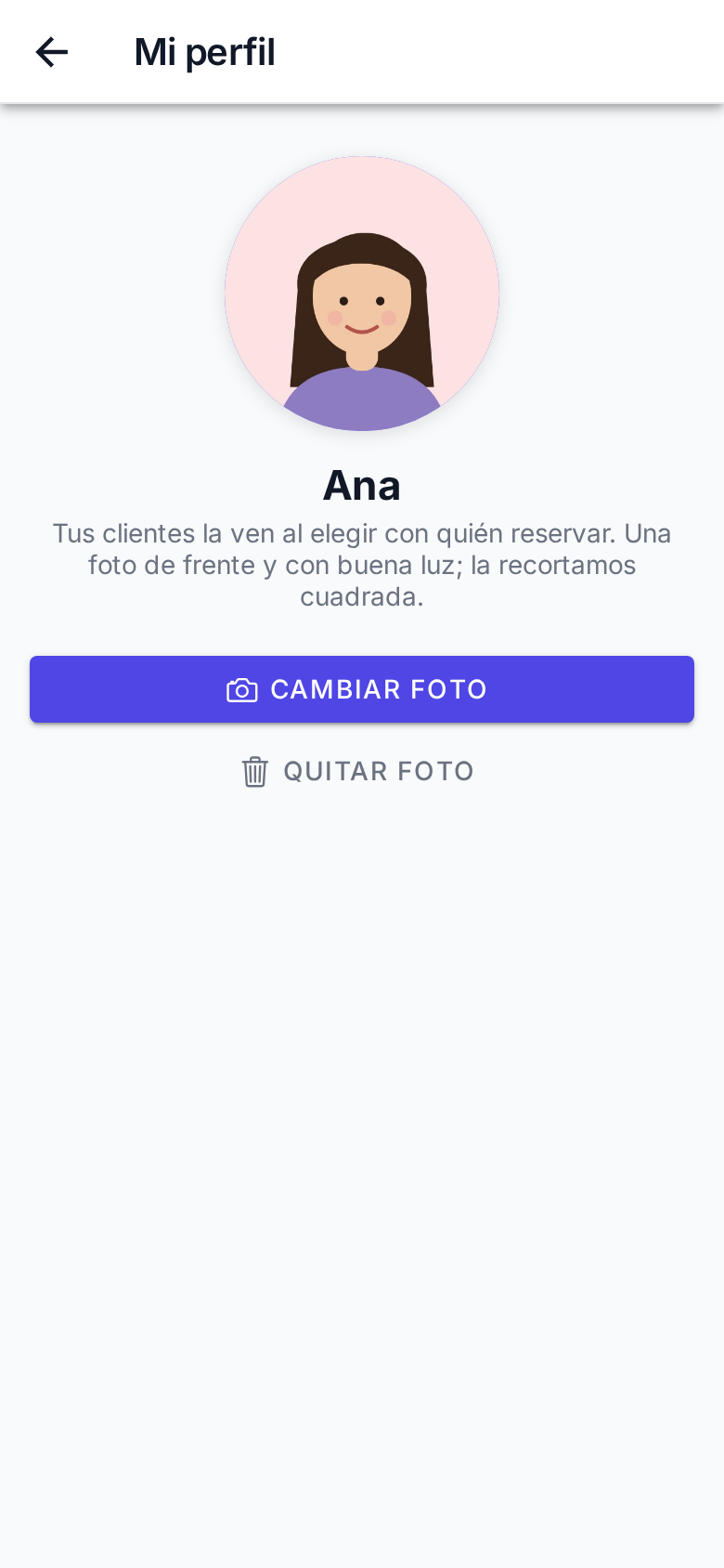 Mi perfil en la app del personal